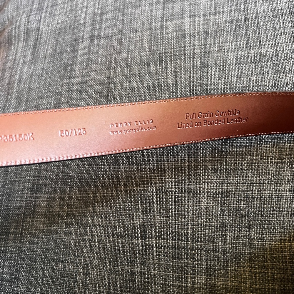 Perry Ellis Portfolio Leather Belt Brown‎ Size 50 Full Grain Cowhide NWT $52.50 - Picture 5 of 5